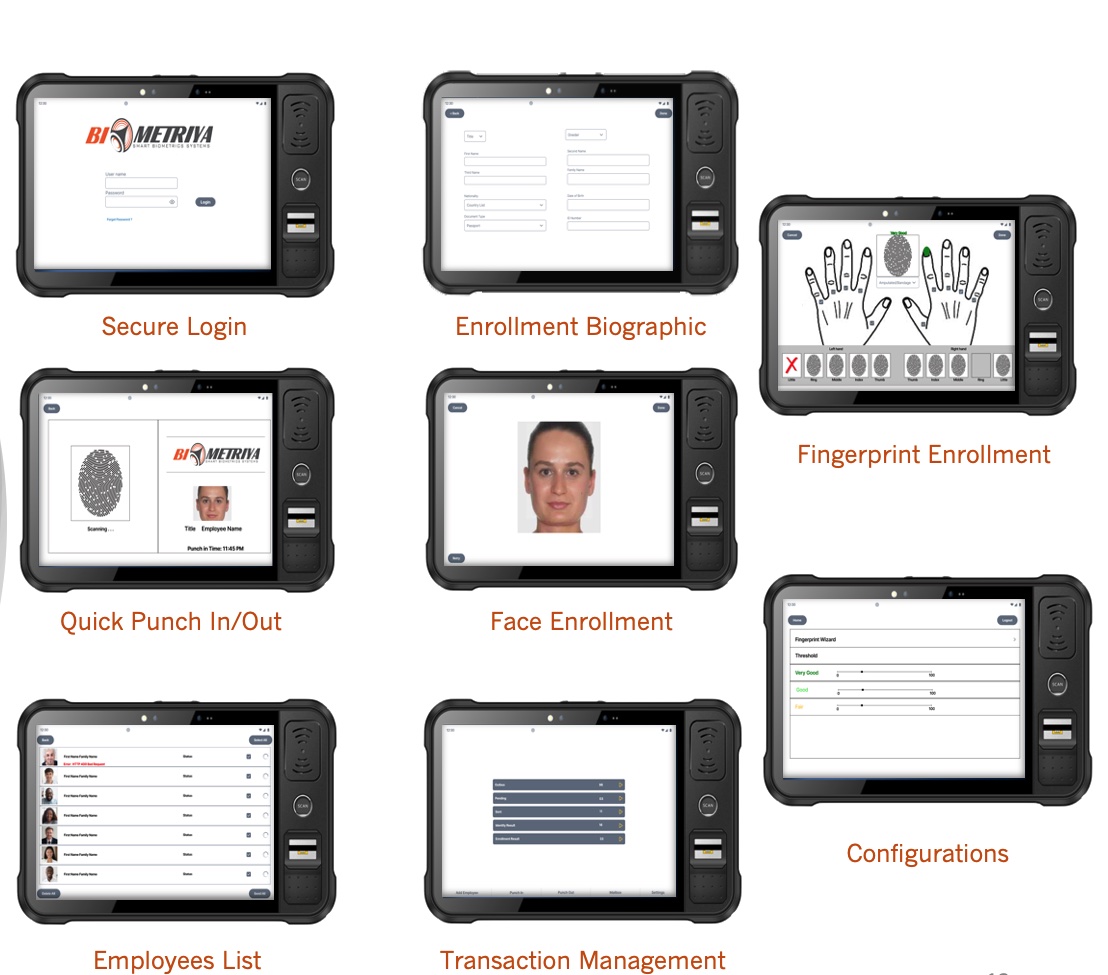 Biometriya HRM quick punch in and mobile app workflows