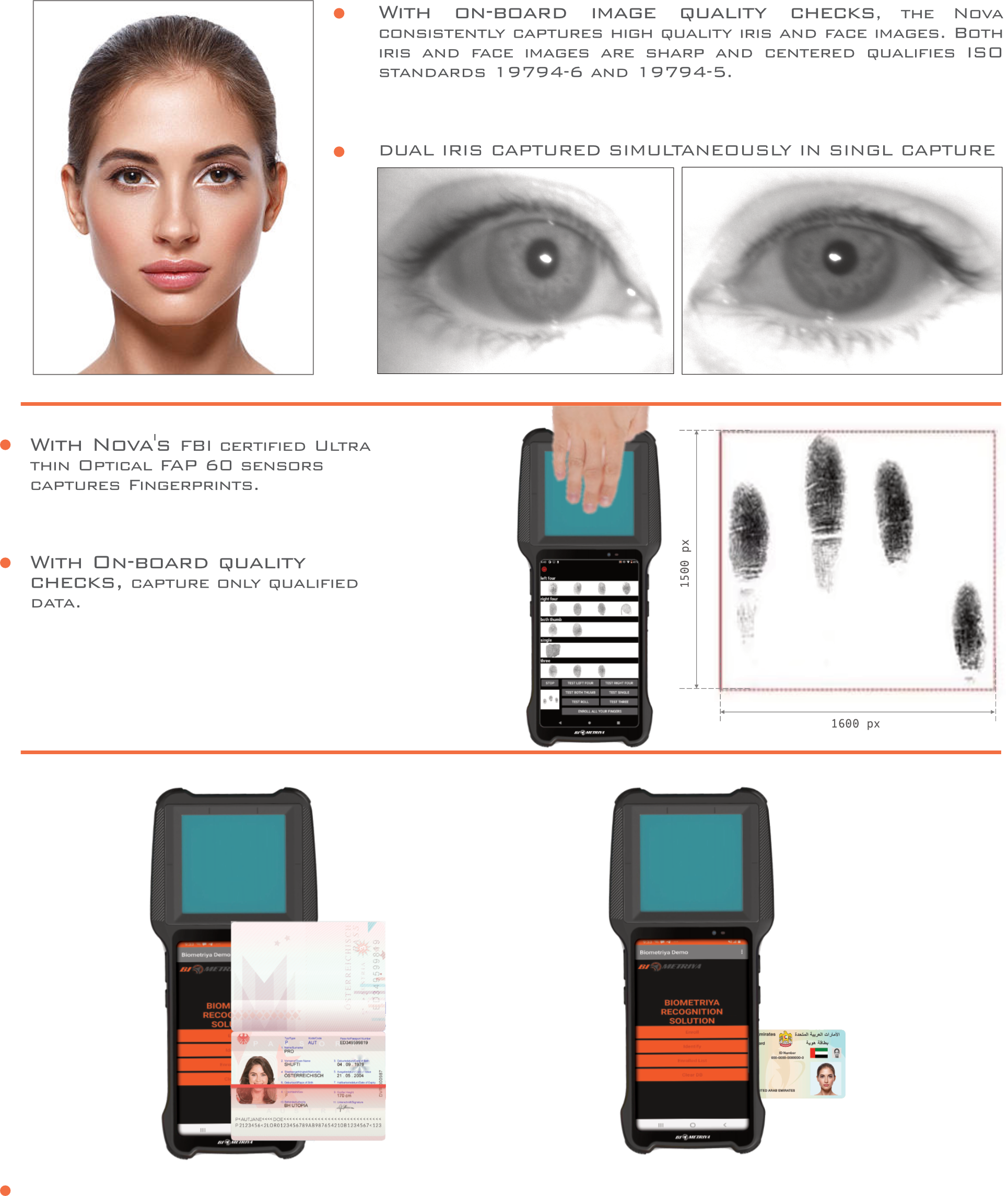 The Nova biometric capture and document features